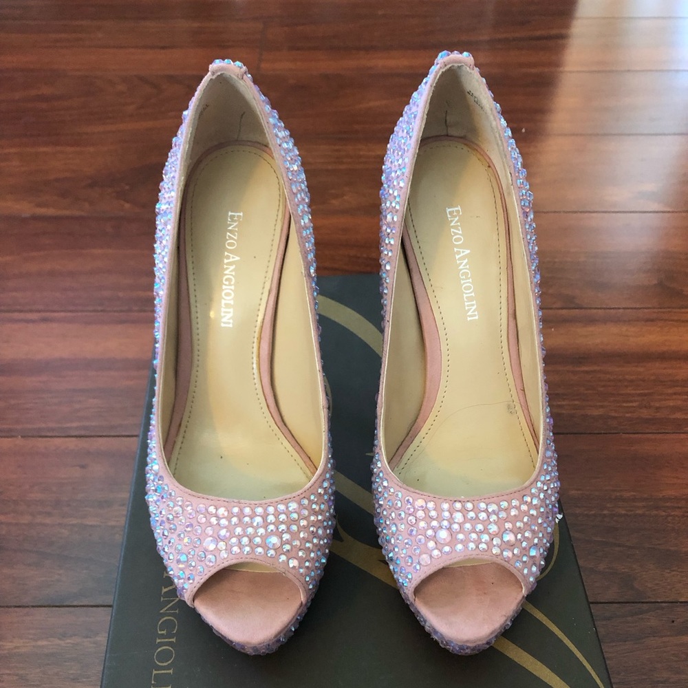 Enzo Angiolini Pink Rhinestone Heels - Picture 2 of 5